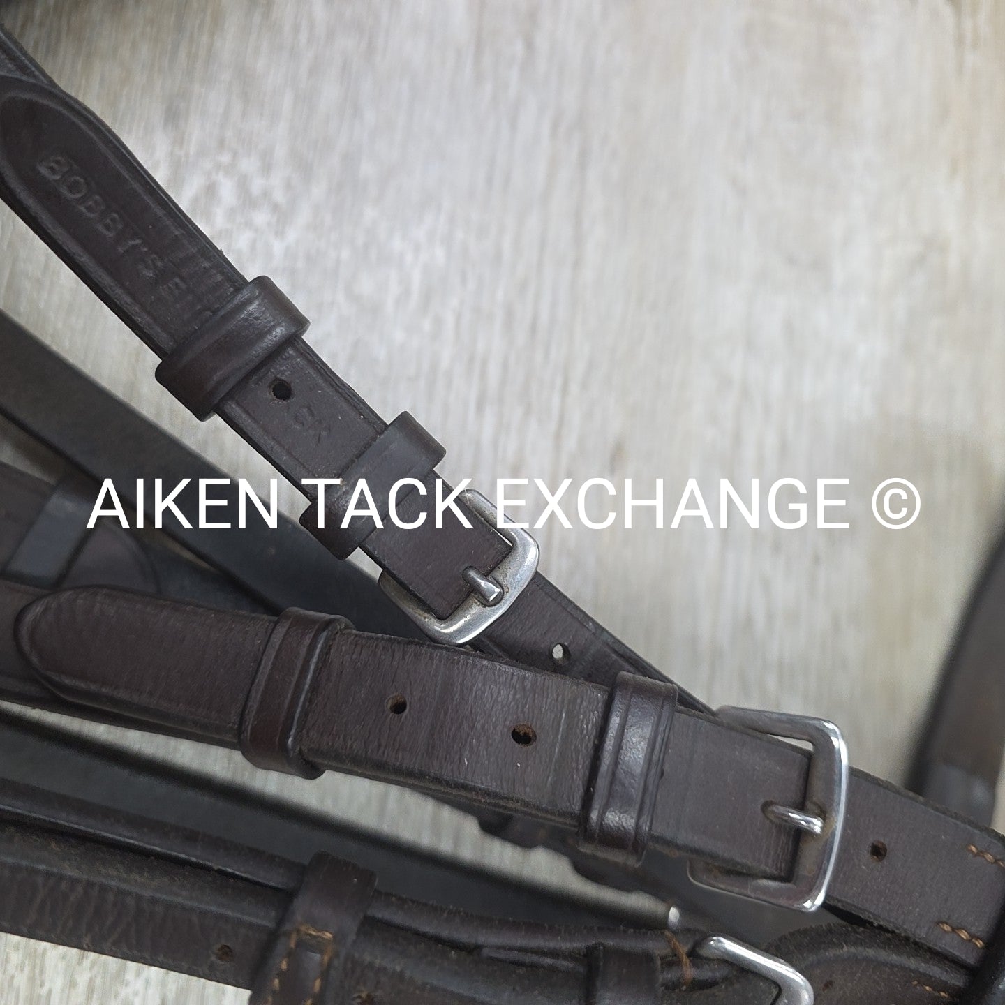 Bobby's English Tack Heavy Duty Flat Hunt Bridle, No Reins, Brown, Size Cob
