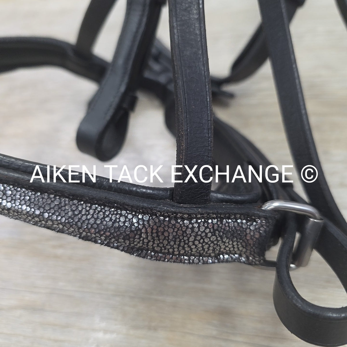 Ovation Dressage Bridle, Missing Flash Strap, with Cotton Web Reins, Black, Full