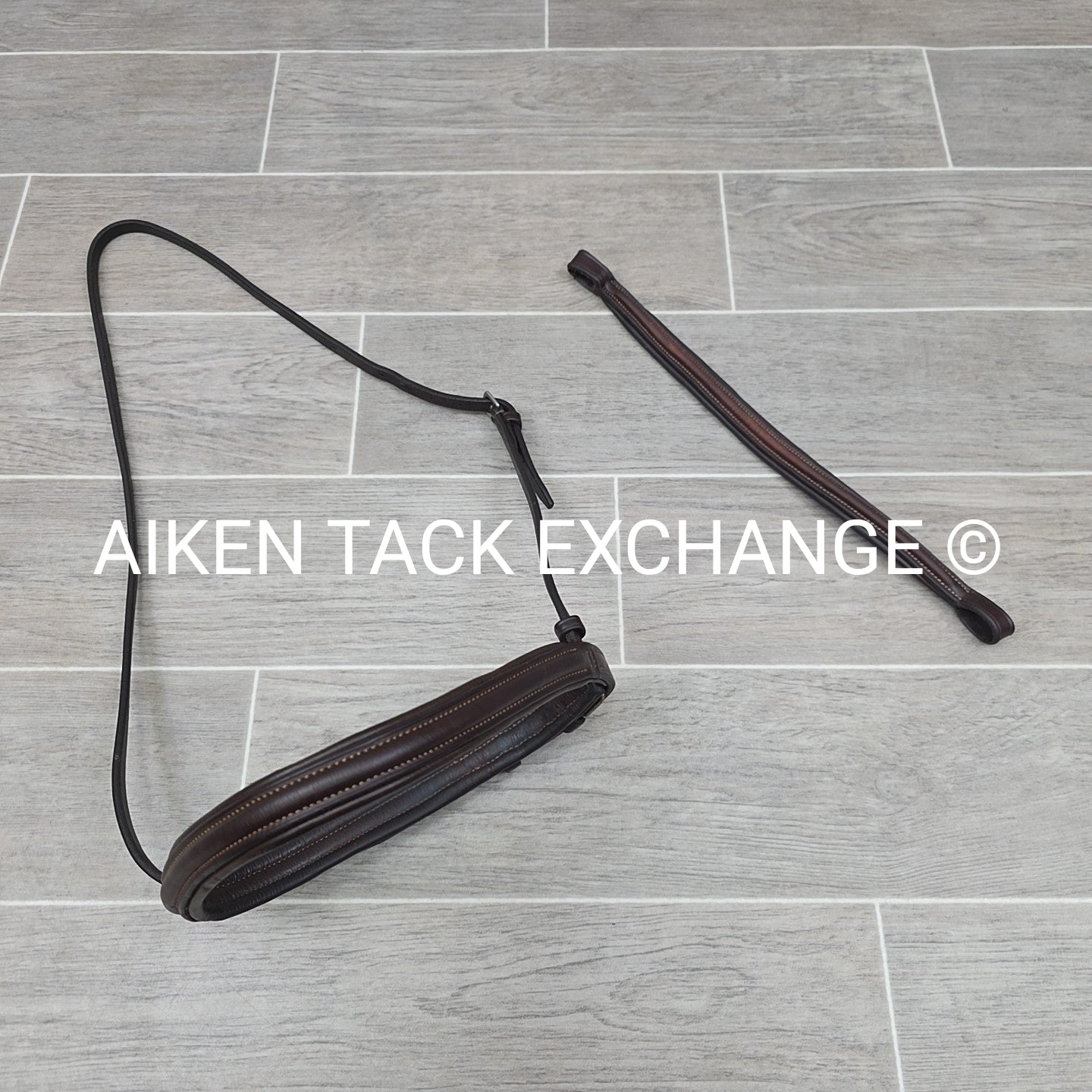 Plain Raised Noseband with Matching Browband, Brown, Size Full