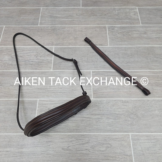 Plain Raised Noseband with Matching Browband, Brown, Size Full