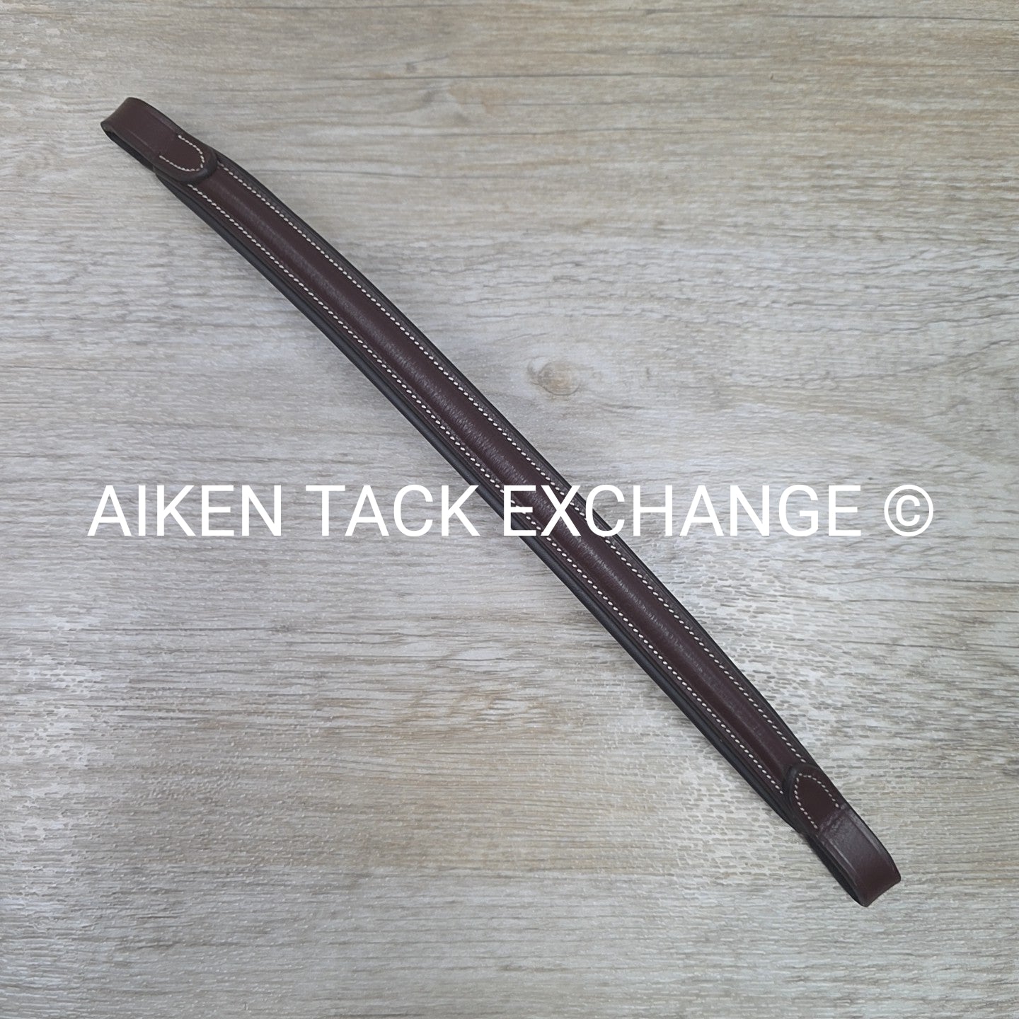 Plain Round Raised Padded Browband, Brown, 15"