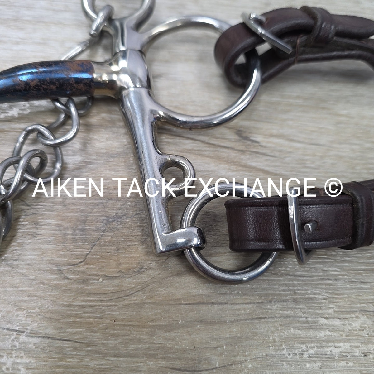 Centaur Blue Steel Single Joint Pelham with Leather Converters, 5"