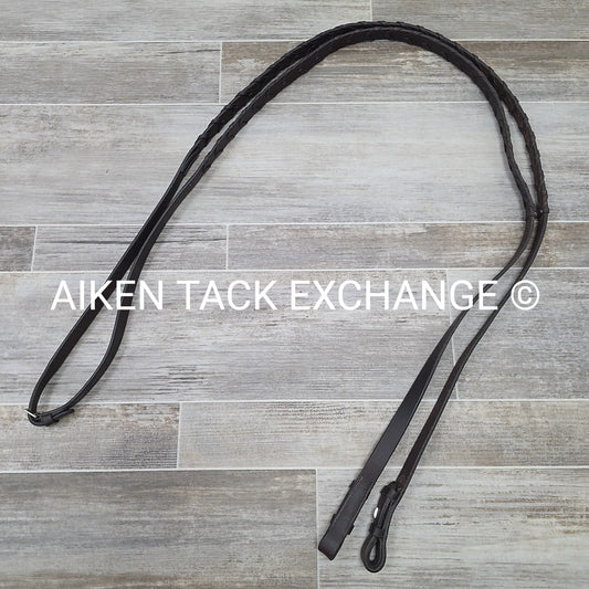 Flat Laced Reins, Brown, 62"