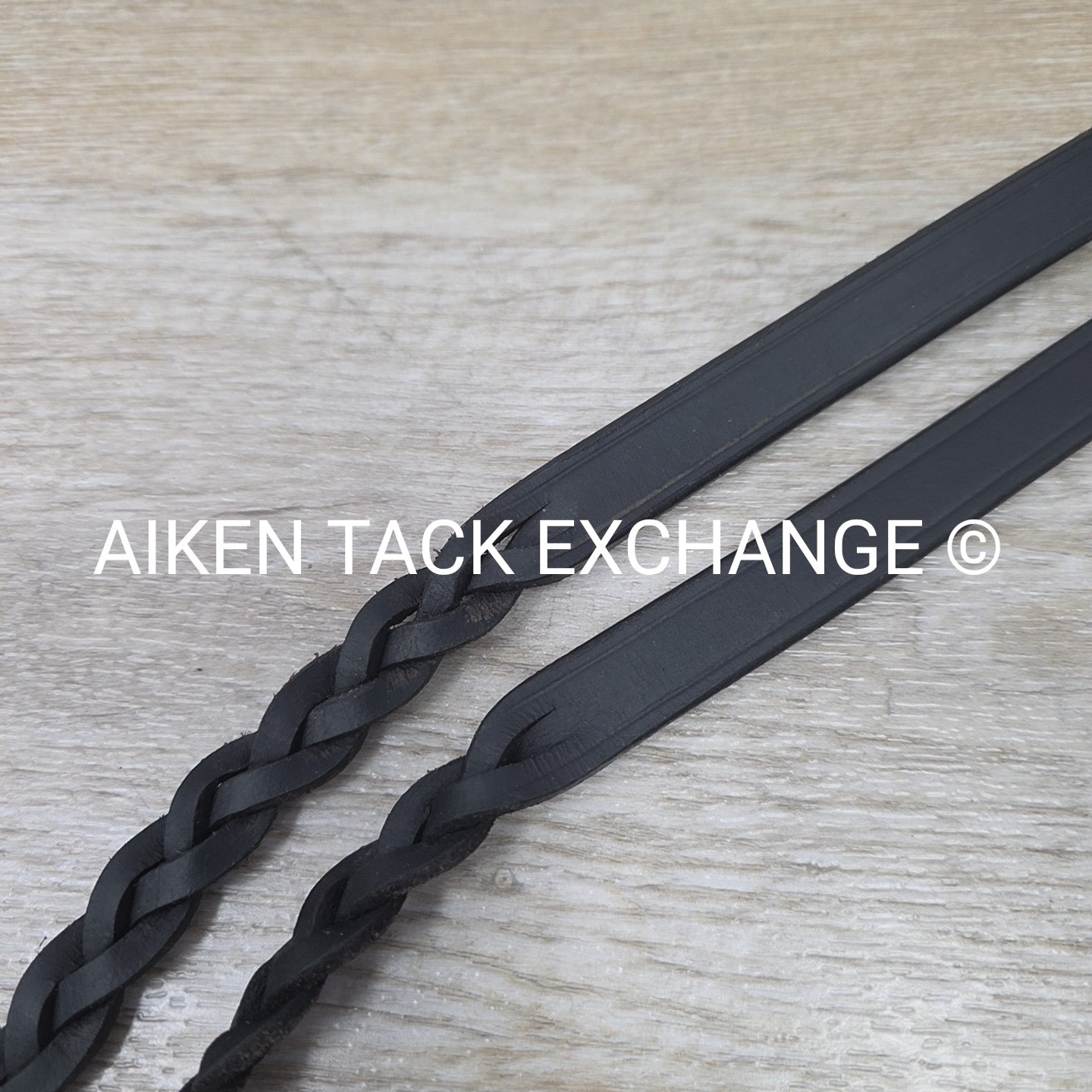 Plaited Reins, Black, 56"