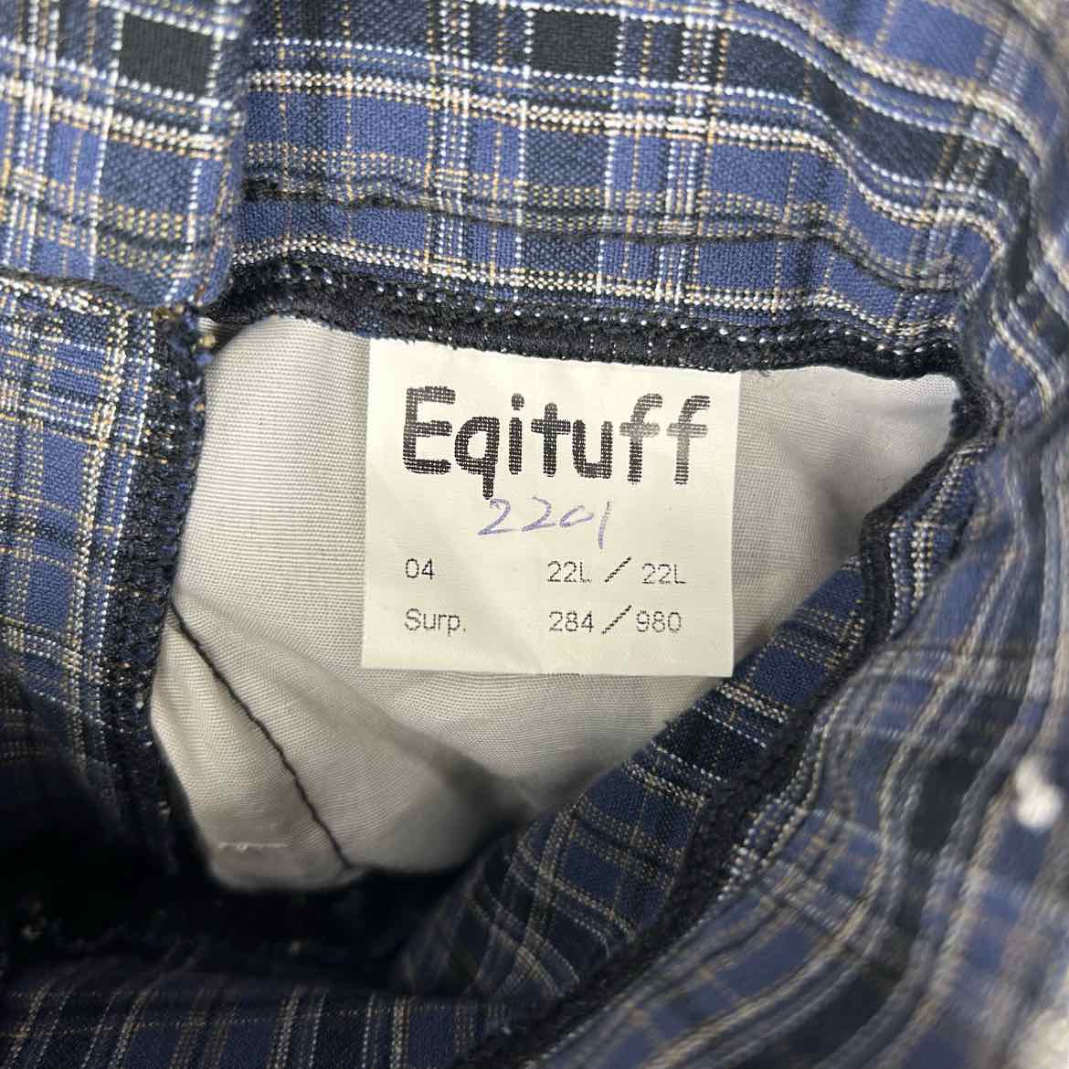 Eqituff Women's Knee Patch Breeches, Blue Plaid, Size 22 L, Brand New