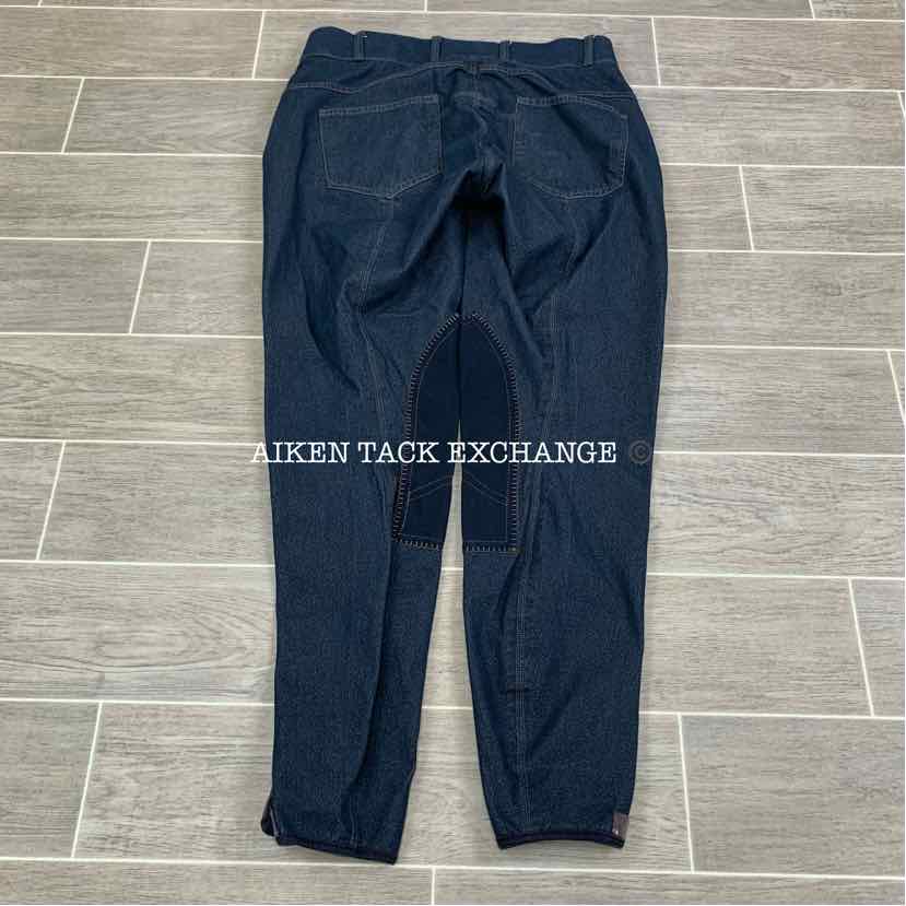 On Course Denim Knee Patch Breeches, Size 32