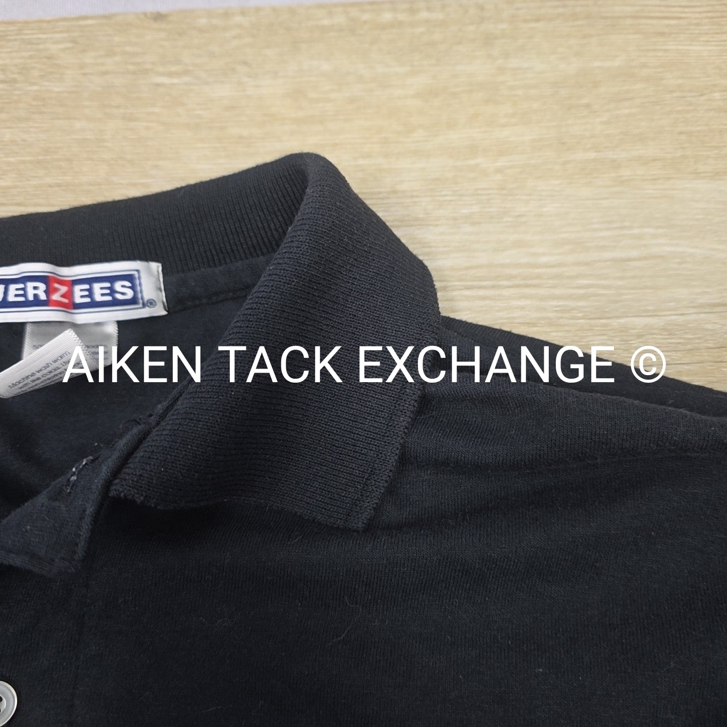 Black Country Long Sleeve Collared Top, Size Medium