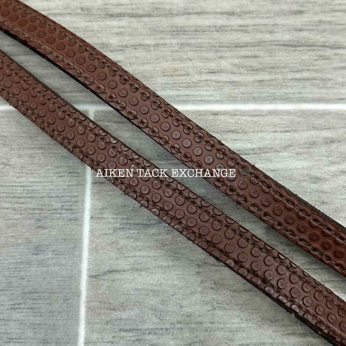 Rubber Lined Curb Reins, Brown, 53"