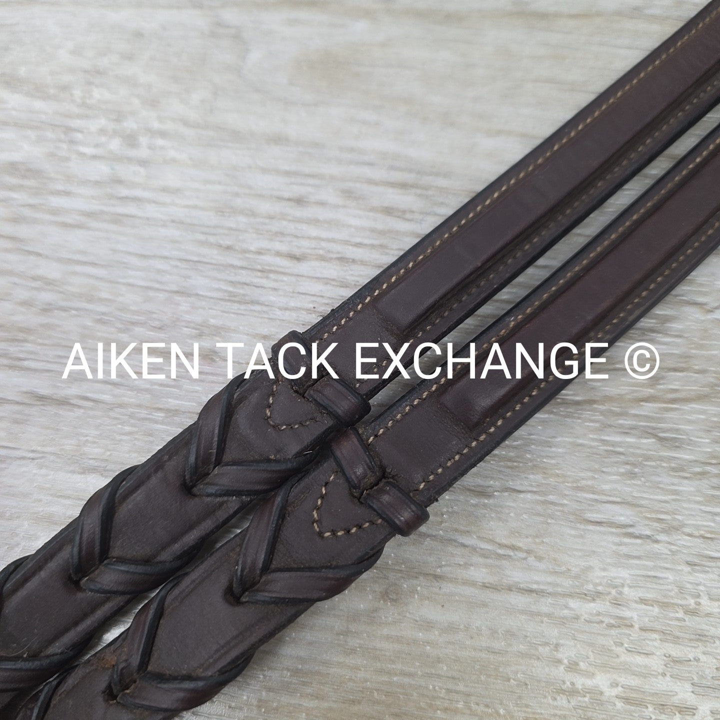 Dy'on Square Raised Fancy Stitched Laced Reins, Brown, 56"