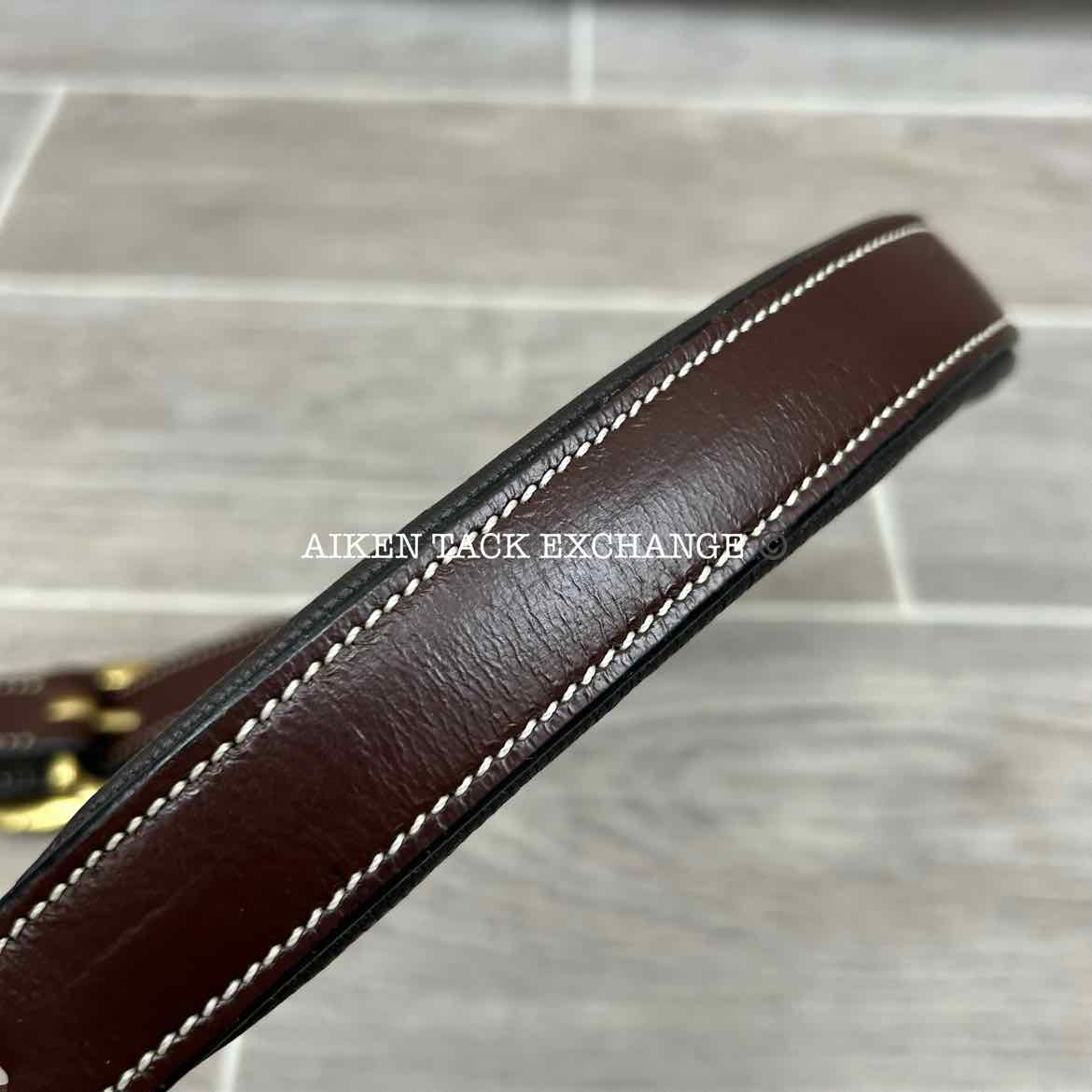 KL Select Black Oak Willow Padded Leather Halter, Brown/Brass, Oversize