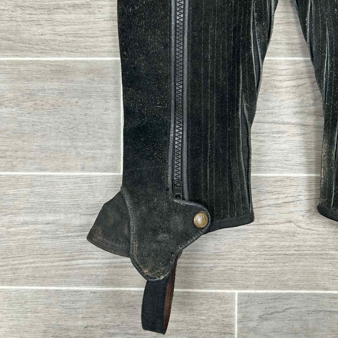 Tredstep Suede Half Chaps, Black, Size Calf 16 Height 17