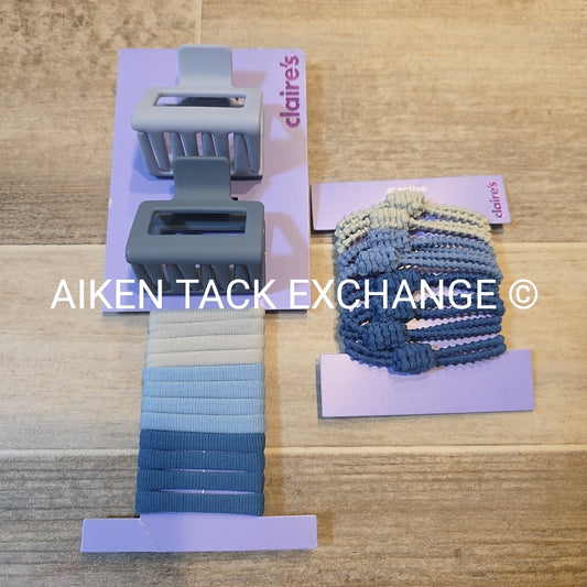 Claire's Hair Bundle - 2 Claw Clips, 2 Packs of Hair Ties