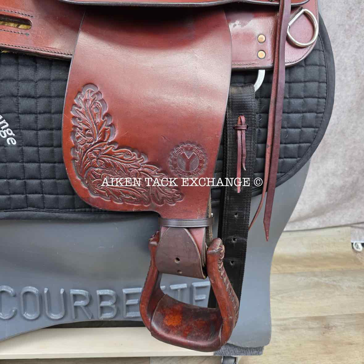 1997 Circle Y 2175 All-Around Western Saddle, 17" Seat, Regular Tree - Semi QH Bars
