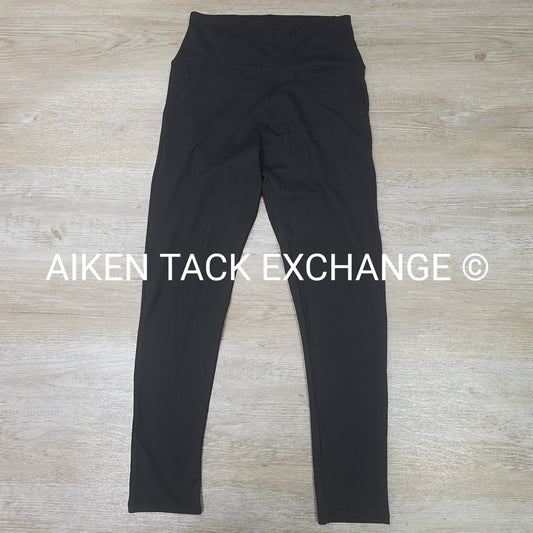 Hi-Rise Athletic Leggings Tights with Pockets, Black, Women's Size L/XL