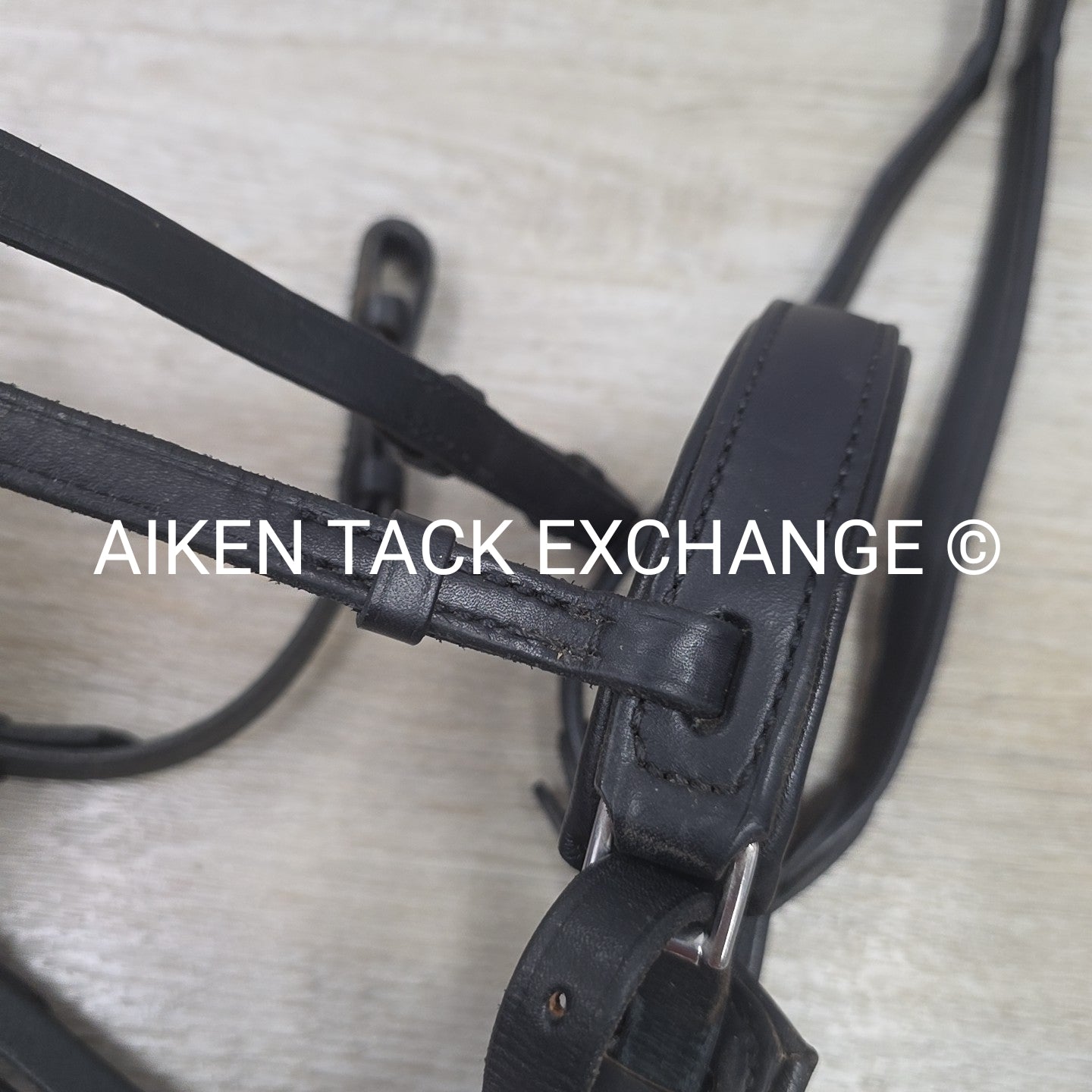 Plain Monocrown Bridle with Red Barn Calf Lined Dressage Reins, Black, Size Full