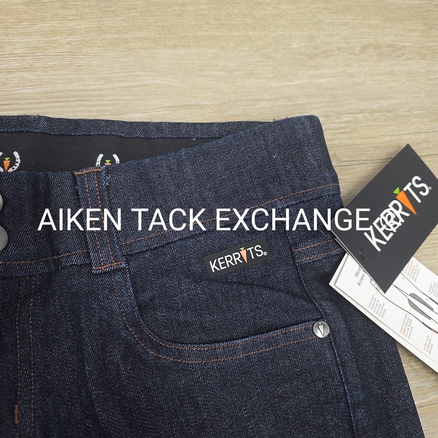 Kerrits Stretch Denim Knee Patch Breeches, Brand New, Women's Medium