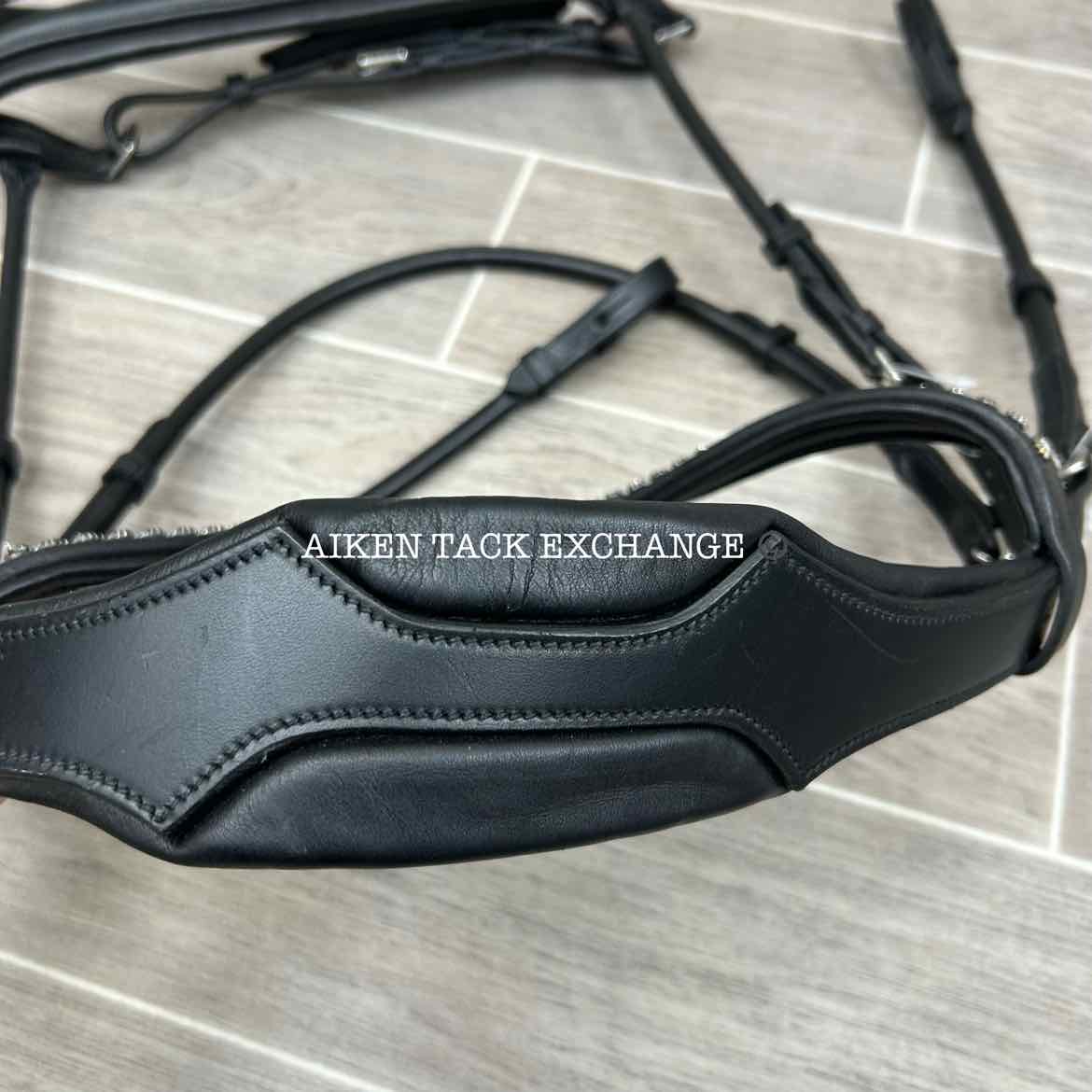 KL Select Flexion Rolled Snaffle Bridle with Reins, Black, Size Full