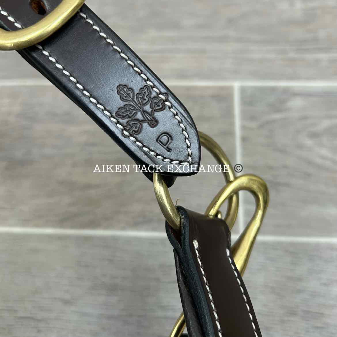 KL Select Black Oak Willow Padded Leather Halter, Brown/Brass, Size Pony