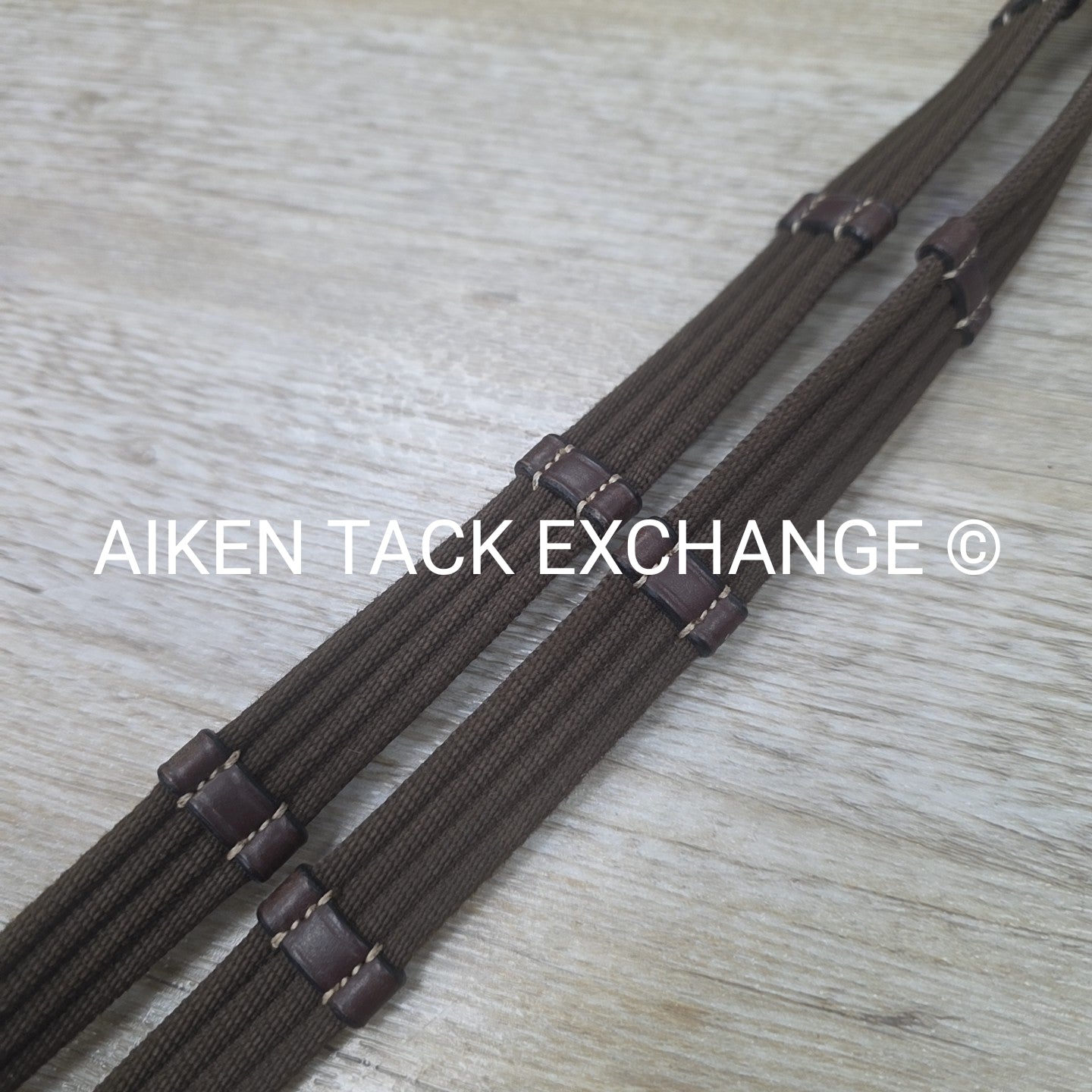 Dy'on Fancy Stitched Cotton Web Reins, Brown, Size Full