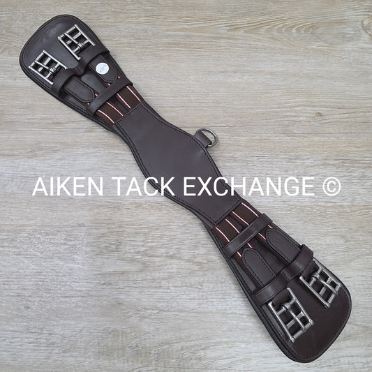 Padded Leather Contour Dressage Girth with Double End Elastic, Brown, 20"