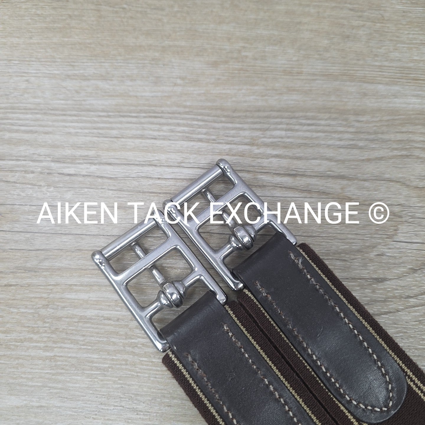 Fancy Stitched Girth with Double End Elastic, Brown, 48"