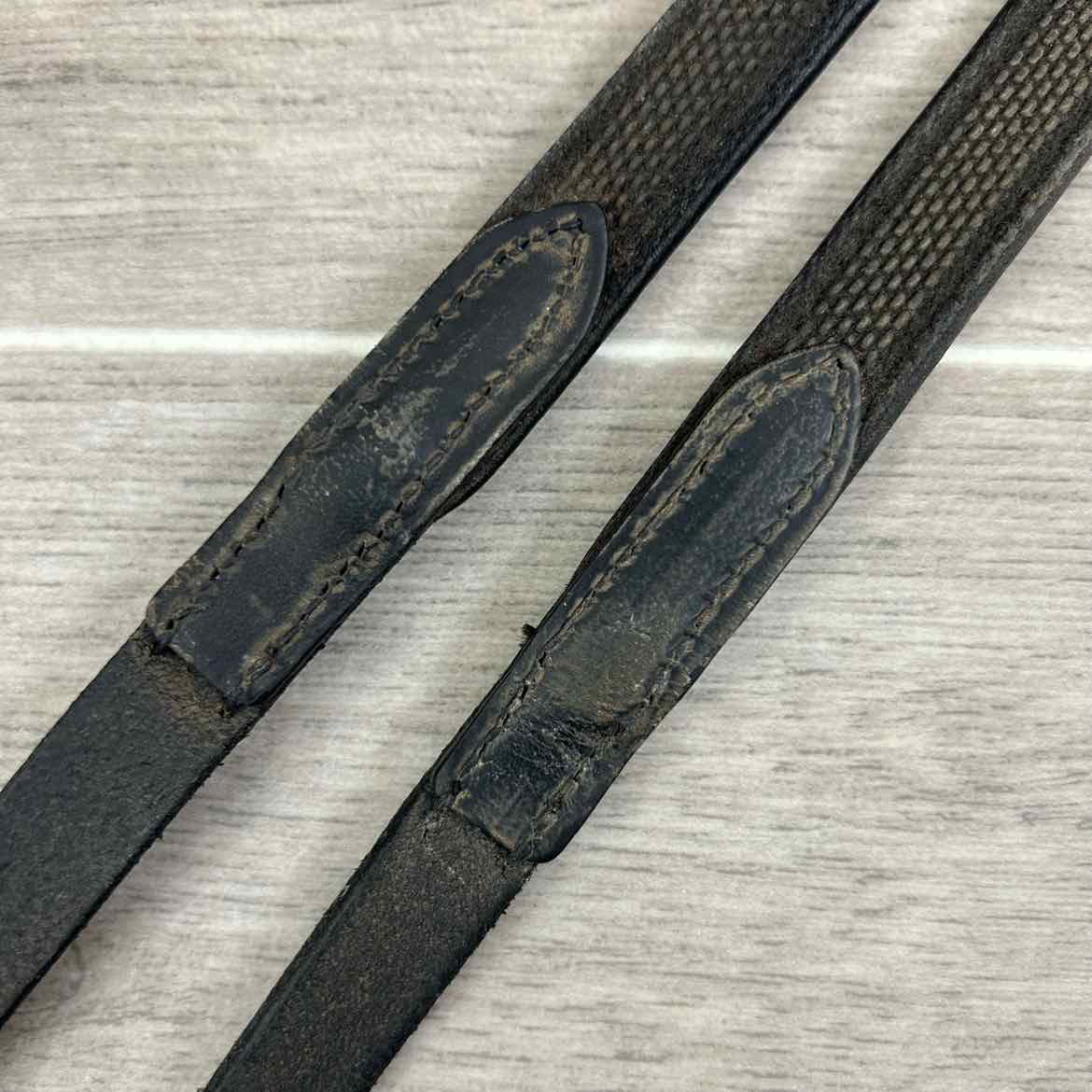 Stubben NT Leather Reins with Extra Grip Rubber Lining, Black, 55"