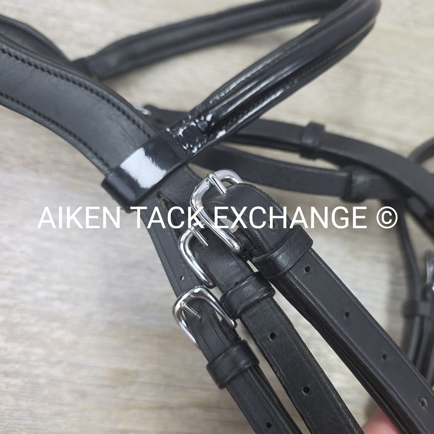 SmartPak Wellfleet Fancy Stitch Patent Monocrown Flash Bridle, No Reins, Black,