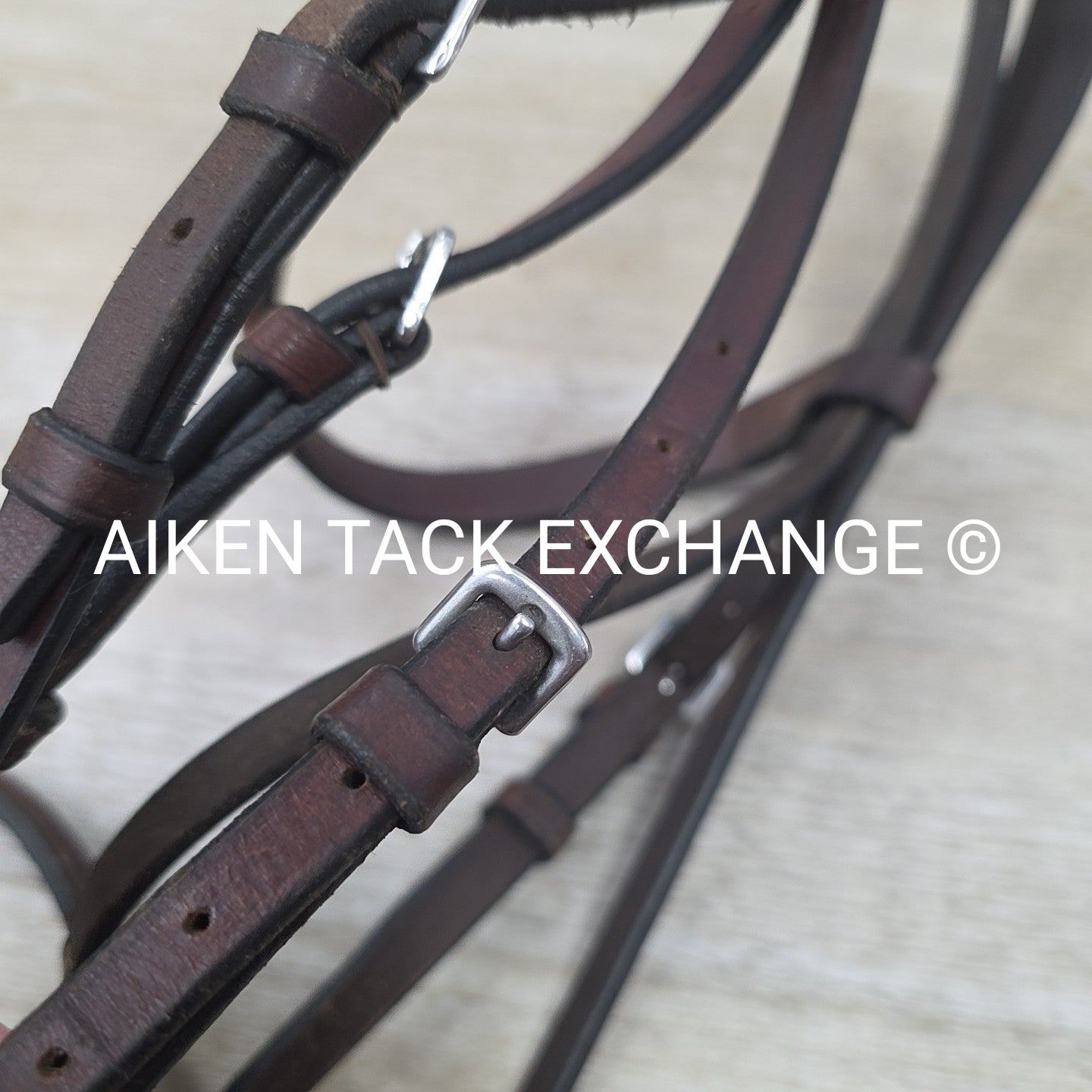 Plain Raised Bridle with Matching Laced Reins, Brown, Size Cob