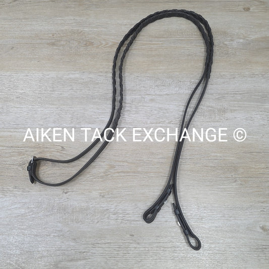 Flat Laced Reins, Black, 56"
