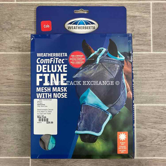 Weatherbeeta Deluxe Fine Mesh Fly Mask No Ears with Nose, Size Cob