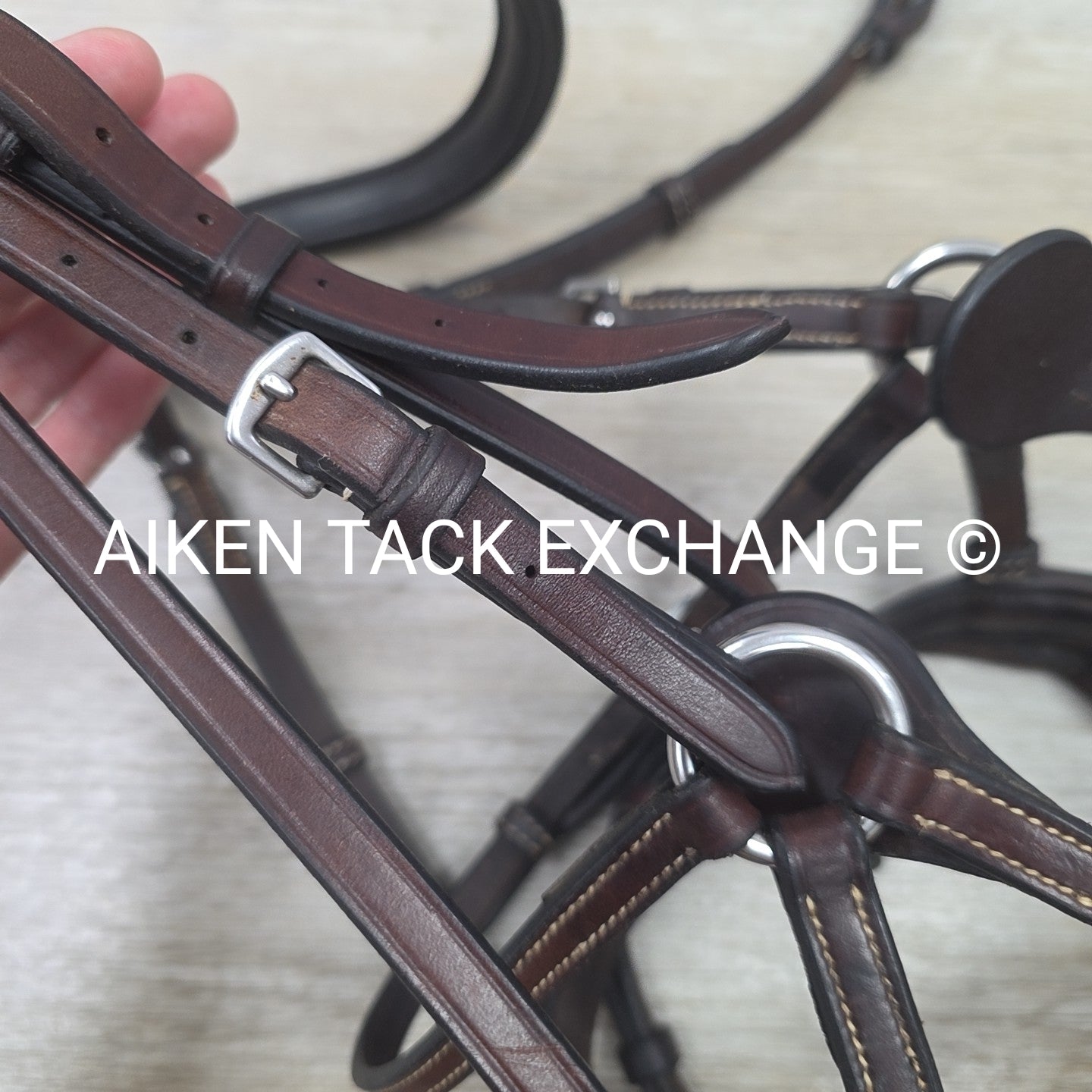 Nunn Finer Arianna Bridle with Halter Ego Bling Browband, No Reins, Brown, Full