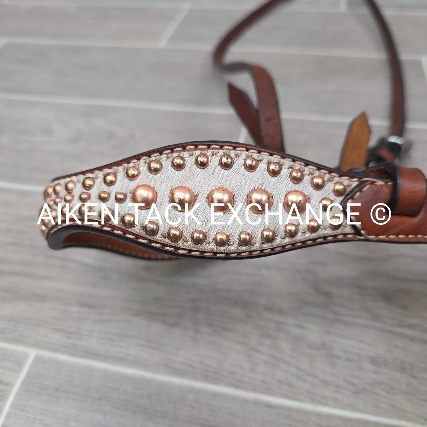 Cowhide One Ear Headstall with Matching Tie Down & Breastplate