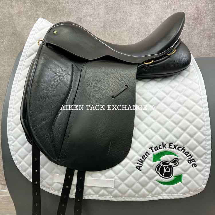 **SOLD** 2014 JRD Alvina Dressage Saddle, 18" Seat, Short Flap, Wide Tree, Wool Flocked Panels