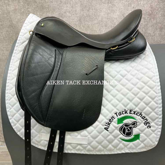 **SOLD** 2014 JRD Alvina Dressage Saddle, 18" Seat, Short Flap, Wide Tree, Wool Flocked Panels