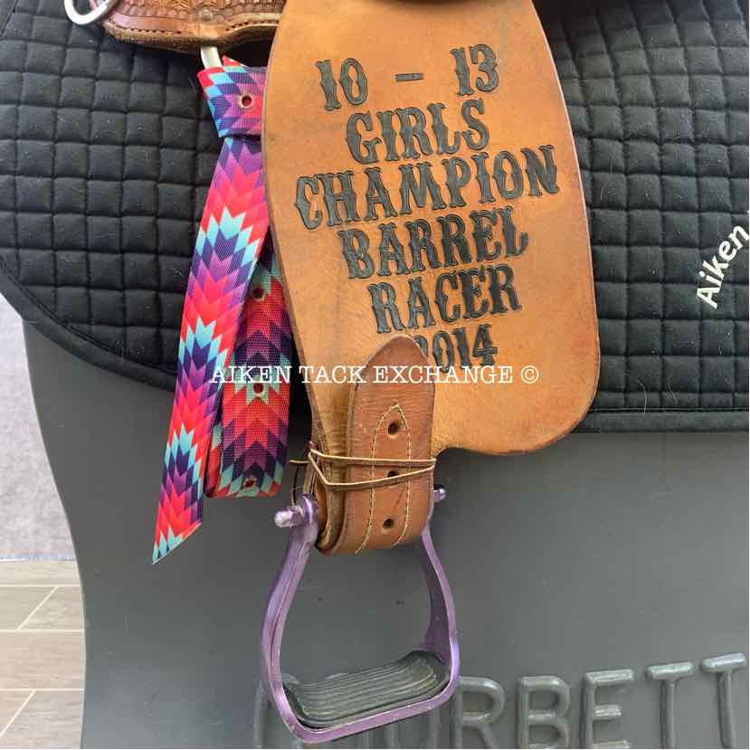 Cactus Saddlery Barrel Racing Trophy Western Saddle, 14" Seat, Wide Tree - Full QH Bars