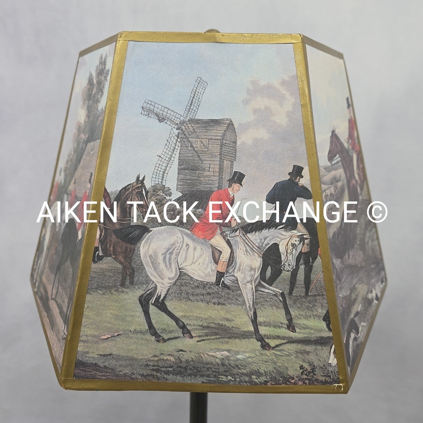 Tall Lamp with Foxhunting Scene