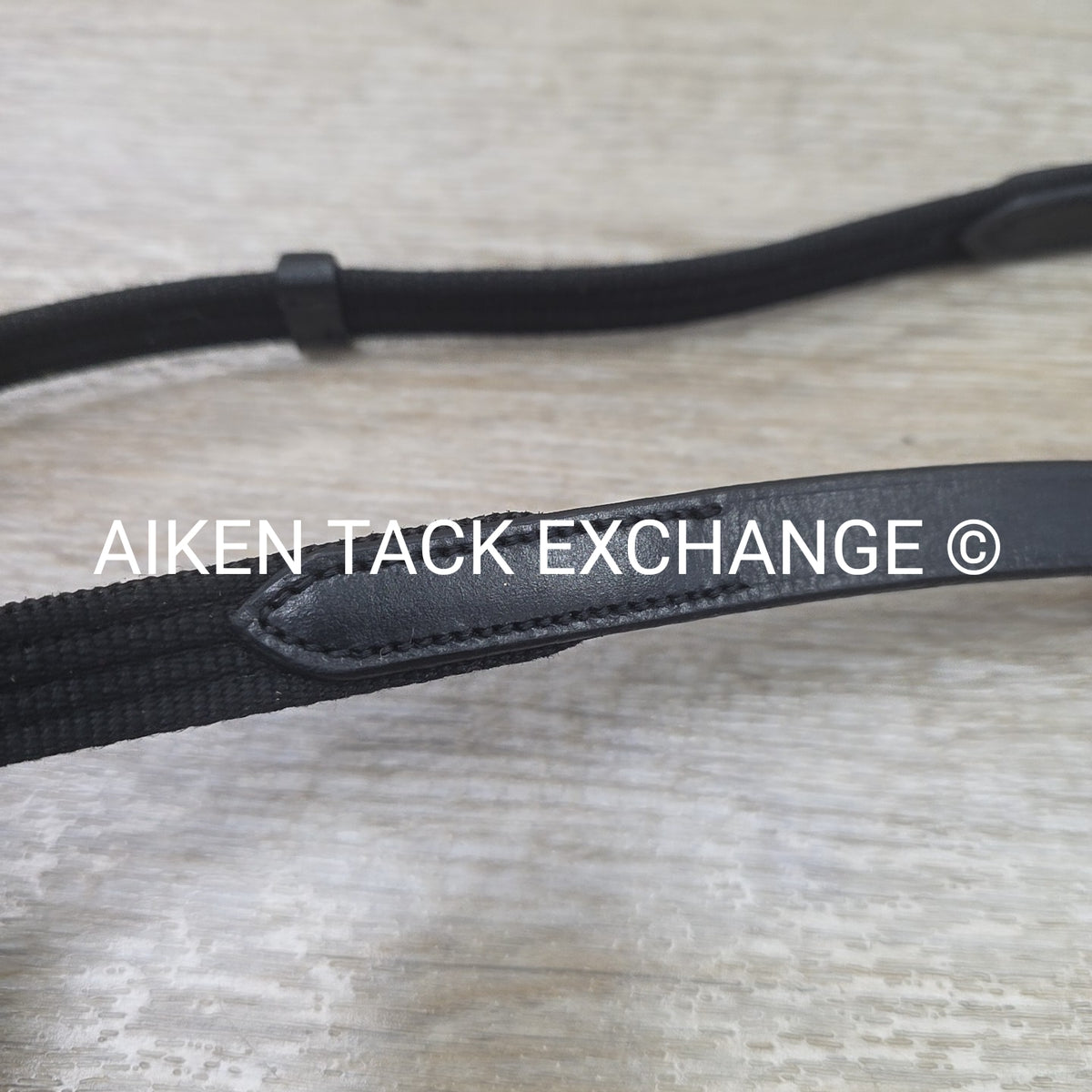 Leather Bridle, No Noseband, with Matching Cotton Web Reins, Black, Oversize
