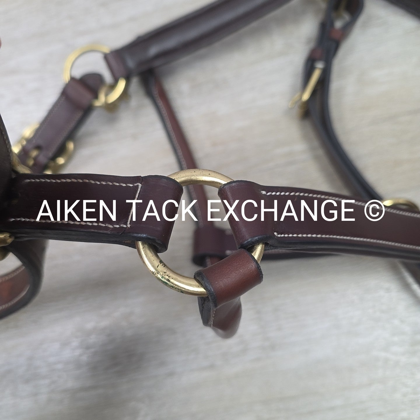 Padded Fancy Stitched Leather Halter, Brown, Size Full