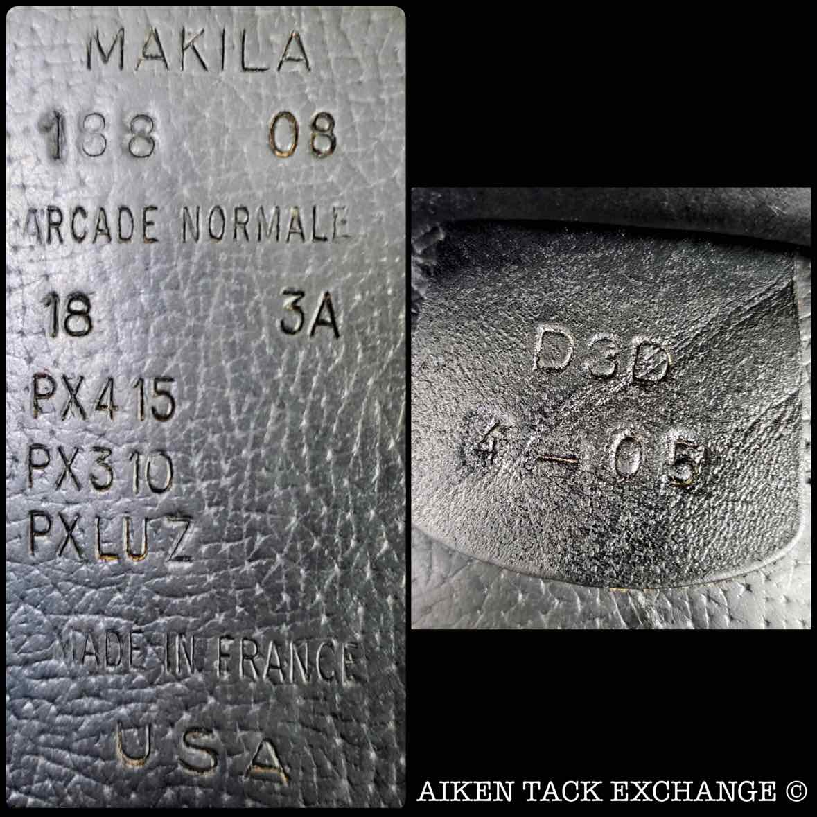 2008 Devoucoux Makila Monoflap Dressage Saddle, 18" Seat, 3A Flap, Medium Wide Tree, D3D Panels, Full Buffalo Leather