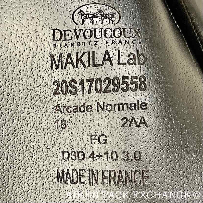 2020 Devoucoux Makila Lab Monoflap Dressage Saddle, 18" Seat, 2AA Flap, Medium Tree, D3D Panels, Full Buffalo Leather