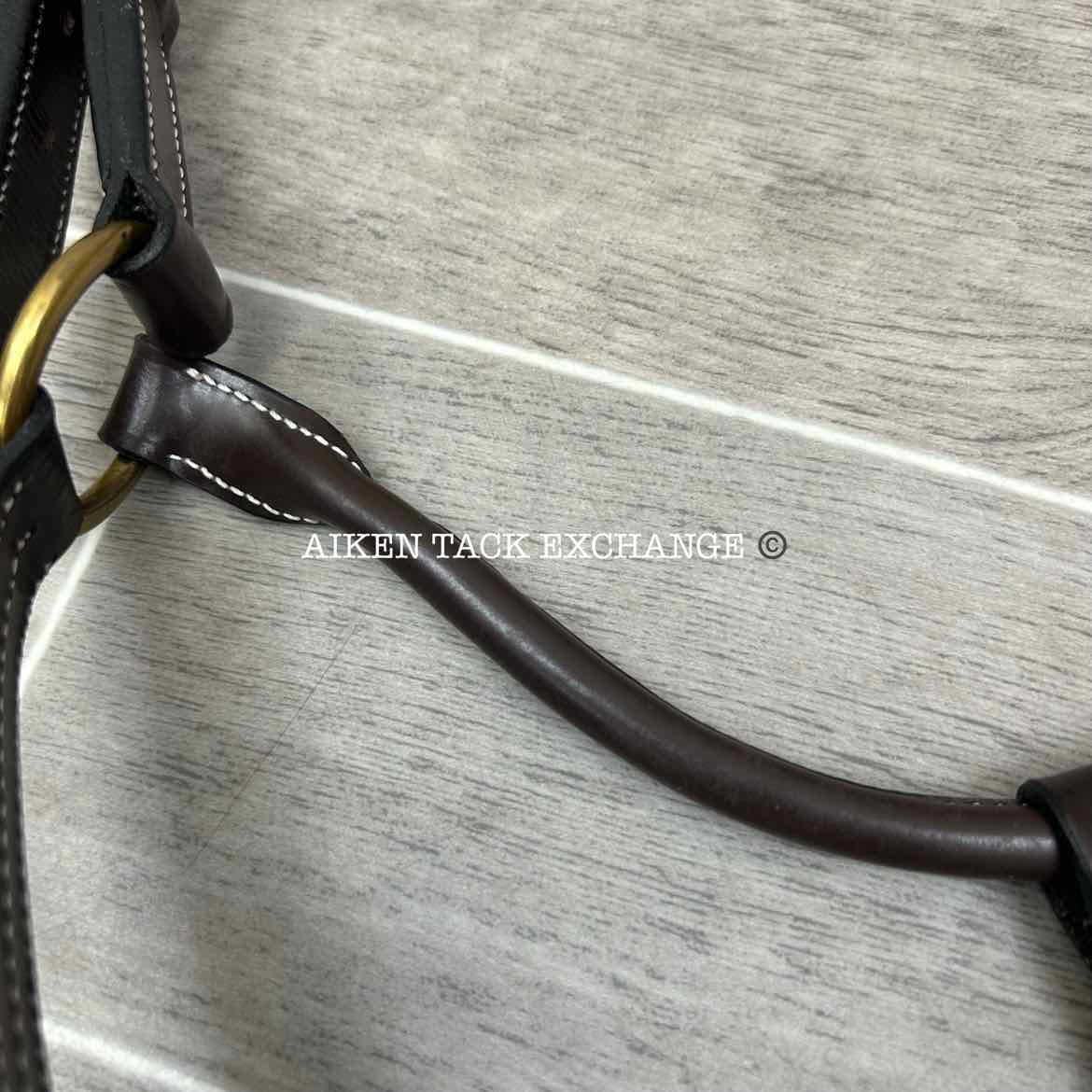 KL Select Black Oak Pine Leather Halter, Brown/Brass, Size Pony