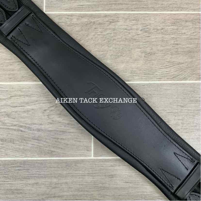 Trilogy Padded Leather Contoured Dressage Girth, Black, 24"