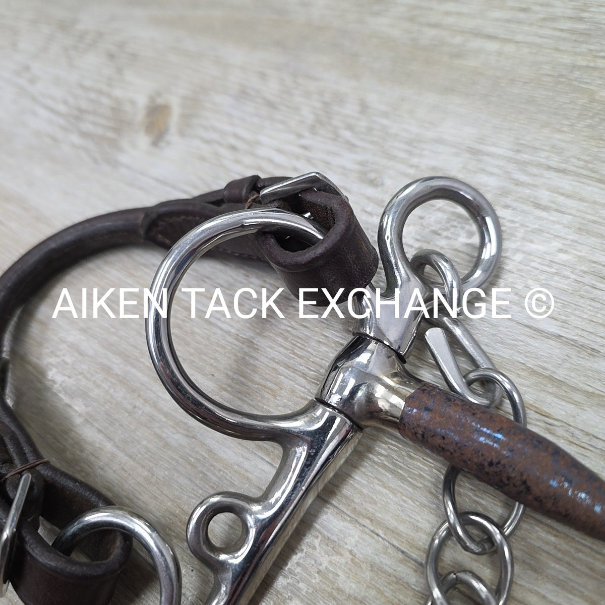Centaur Blue Steel Single Joint Pelham with Leather Converters, 5"