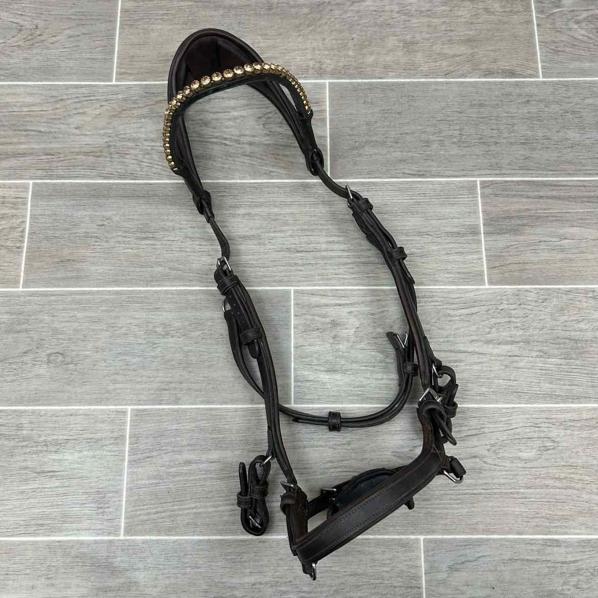 PS of Sweden King Edward Bridle with Bling Browband, No Reins, Brown, Size Full