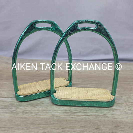 Engraved Fillis Stirrup Irons, 4.75"