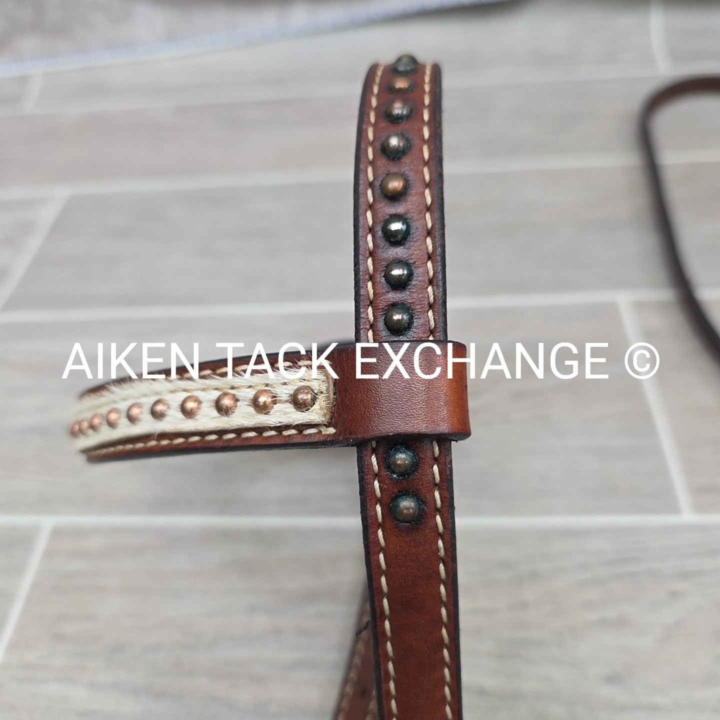 Cowhide One Ear Headstall with Matching Tie Down & Breastplate