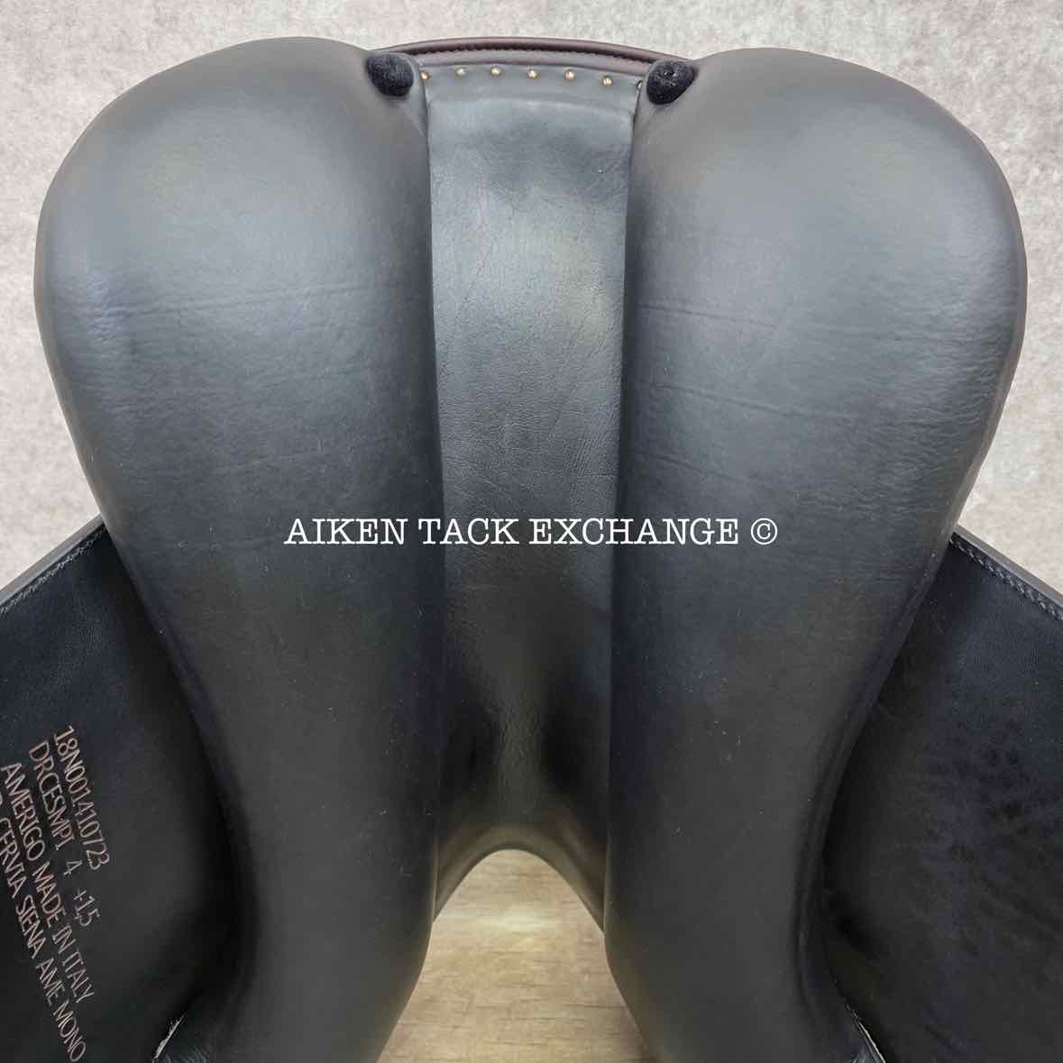 2023 Amerigo Cervia Siena Pinerolo Monoflap Dressage Saddle, 18" Seat, Tree, Wide Tree, Wool Flocked Panels