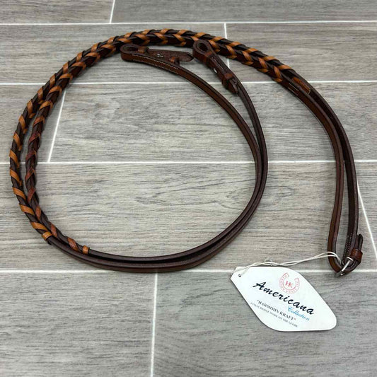 Harmohn Kraft Flat Laced Reins, Brown, 1/2" x 54", Brand New