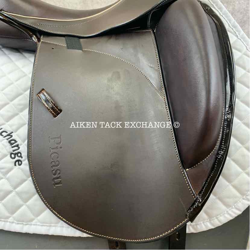 2022 MaxFlex Picasu Monoflap Dressage Saddle, 18" Seat, Flex Tree - Wide Fit, Wool Flocked Pony Panels