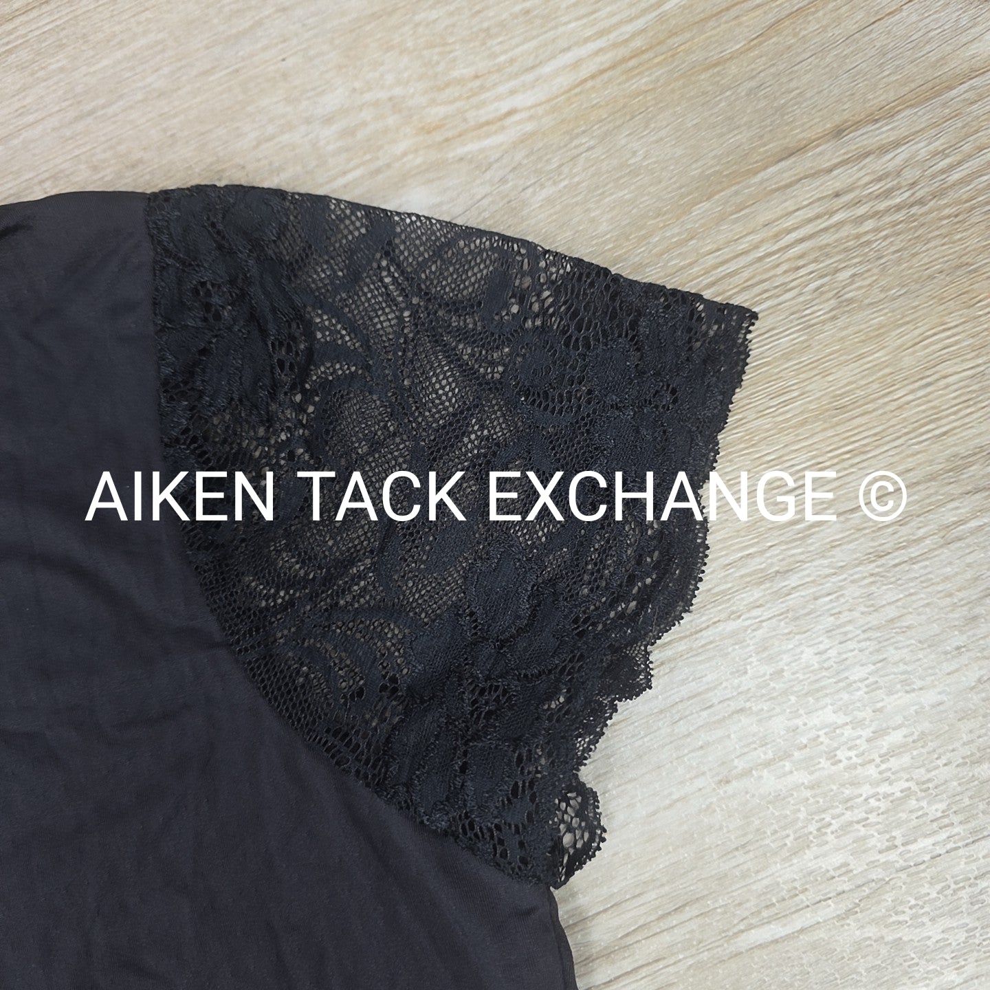 Kastel Denmark Black Galloon Lace Short Sleeve Sun Shirt, Size Small